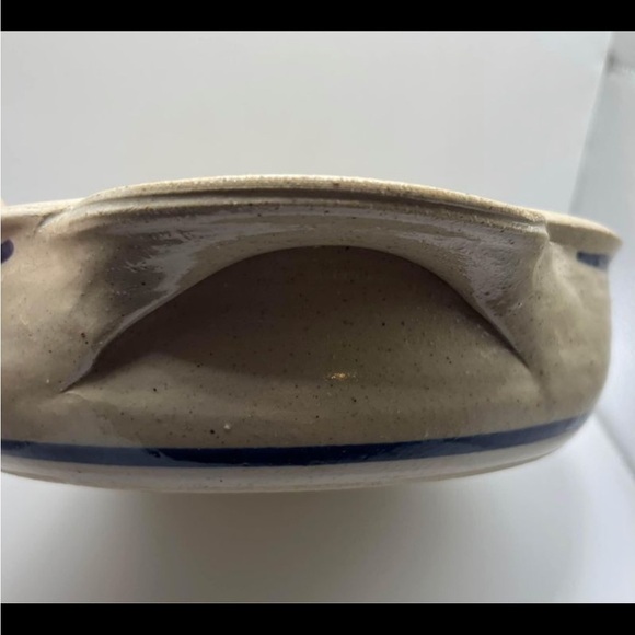 HAND Thrown Art Pottery Bowl with Applied Handel Artist Signed Wensu 10” - Picture 2 of 4